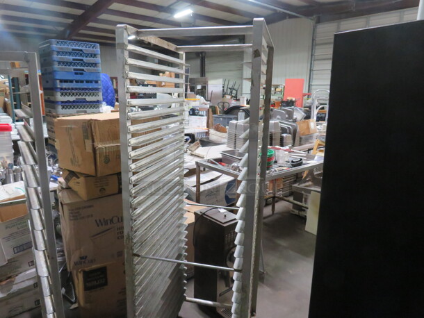 One Aluminum Speed Rack On Casters. 21X26.5X68