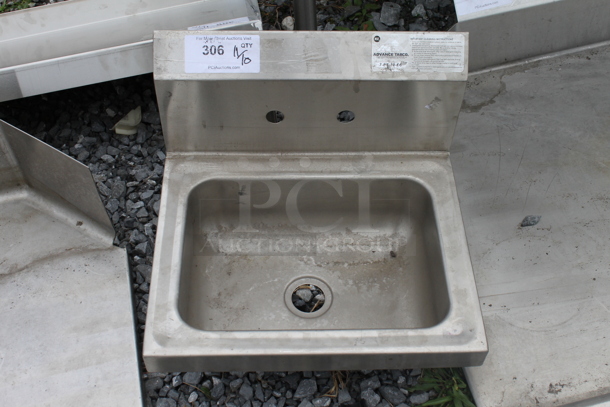 Advance Tabco Stainless Steel Commercial Wall Mount Single Bay Sink. 