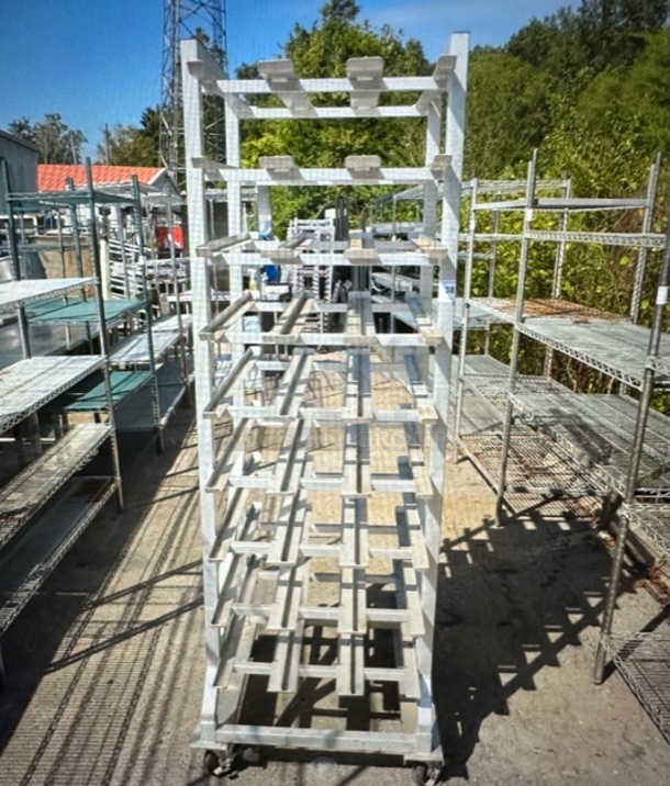 One Aluminum Can Rack On Casters. 25X36X77
