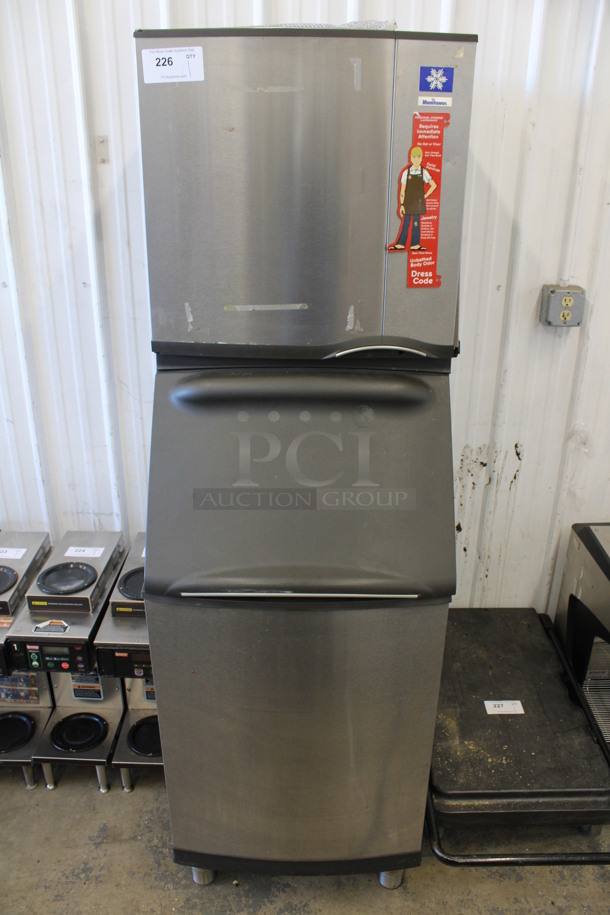 Manitowoc Model SY0424A Stainless Steel Commercial Ice Machine Head on Manitowoc Model B420 Stainless Steel Commercial Ice Bin. 115 Volts, 1 Phase. 22x33.5x72