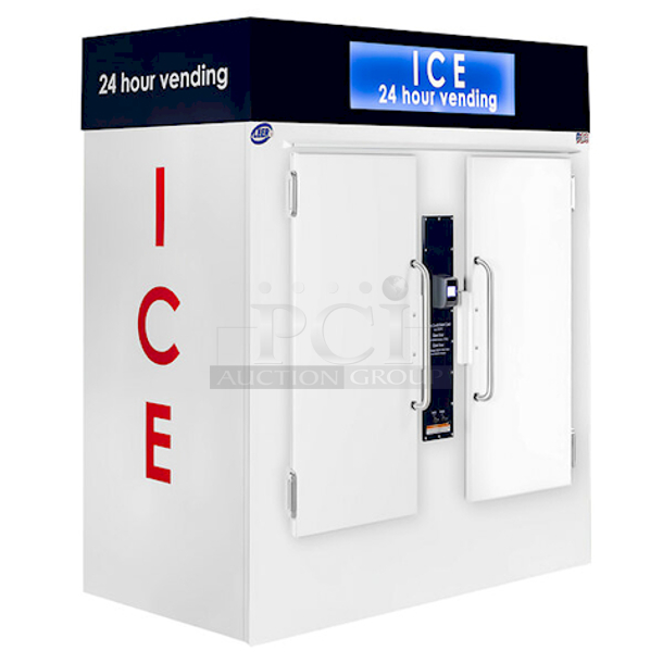 BRAND NEW SCRATCH & DENT! Leer VM85-R290 84" Ice Vending Machine - 110V. Tested Turns On. Credit Card Reader and Digital Sign Came On. Doors Can Be Set To Lock Or Left Unlocked. 