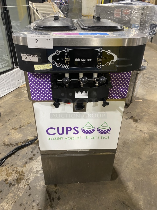 Nice! TAYLOR CROWN Commercial 3 Handle Soft Serve Ice Cream Machine! All Stainless Steel! On Casters! Model C723-33 Serial M2088206 208-230V/60Hz/3 Phase