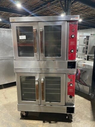 Vulcan Commercial Natural Gas Powered Double Stacked Convection Ovens! All Stainless Steel! On Casters! 