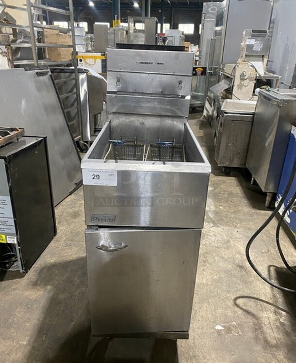 Pitco Frialator Stainless Steel Commercial Floor Style Natural Gas Powered Deep Fat Fryer w/ 2 Metal Fry Baskets! MODEL 40D SN: G11MA055114 