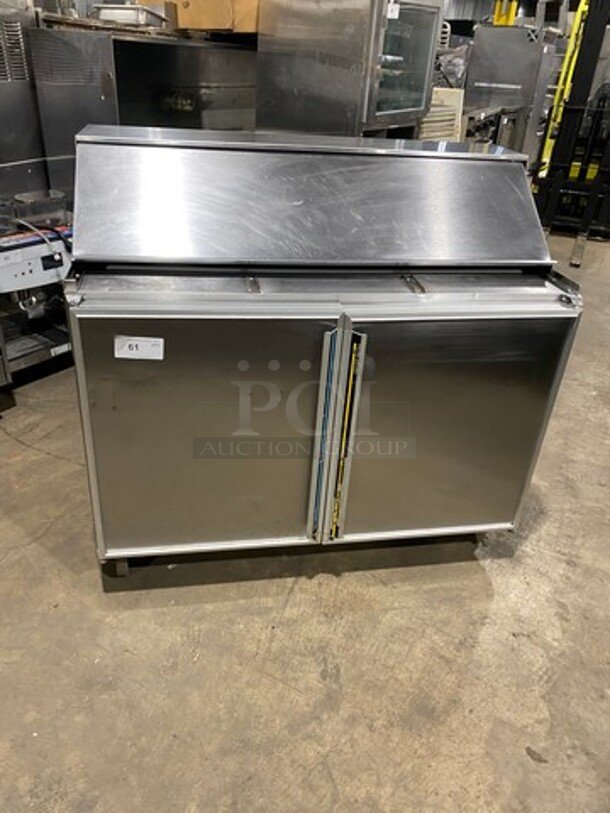 NICE! Silver King Commercial Refrigerated Sandwich Prep Table! With 2 Door Storage Space Underneath! All Stainless Steel! On Casters! Model: SKP4812 SN: SAIB48860A 115V