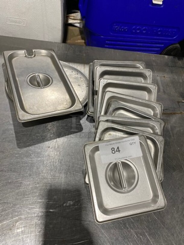 ALL ONE MONEY! Assorted Size Stainless Steel Steam Table/ Prep Table Food Pan Lids! Some May Be Slotted!