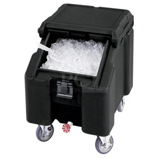 BRAND NEW SCRATCH AND DENT! Cambro ICS100L SlidingLid™ Black Mobile Ice Bin - 100 lb. Capacity