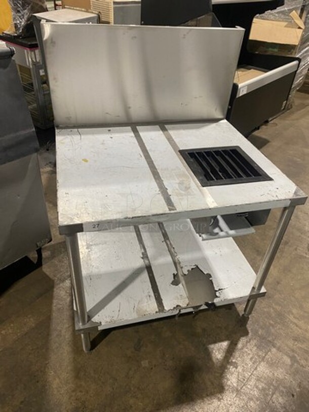 WOW! Custom Made Commercial Single Burner Prep Table! With Raised Back Splash! With Storage Space Underneath! Solid Stainless Steel! On Legs!