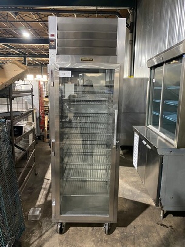 Traulsen Commercial Heated Holding Cabinet/ Food Warmer! With View Through Door! Metal Racks! All Stainless Steel! On Casters! WORKING WHEN REMOVED! Model: AW132NX0001 SN: T45116H10 115/208V 1 Phase