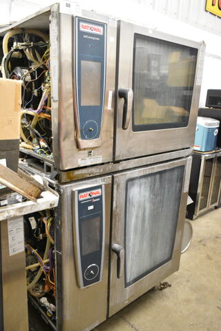 2 2019 Rational Stainless Steel Commercial Combitherm Self Cooking Center Convection Ovens on Commercial Casters. Top Model: SCC WE 62. Bottom Model: SCC WE 102. 480 Volts, 3 Phase. 2 Times Your Bid!