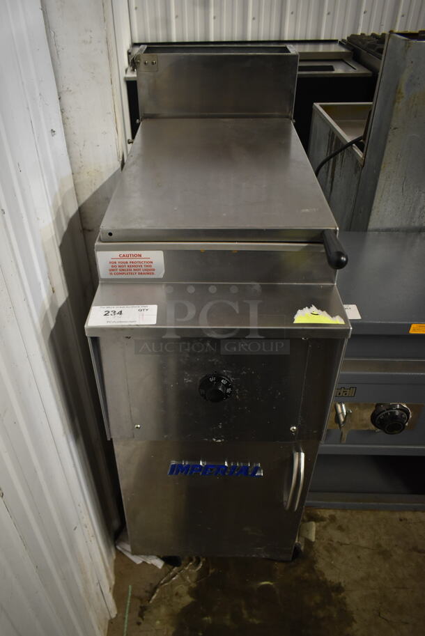 Imperial IRT-14-G-BM Stainless Steel Commercial Floor Style Natural Gas Powered Rethermalizer on Commercial Casters. 105,000 BTU. 
