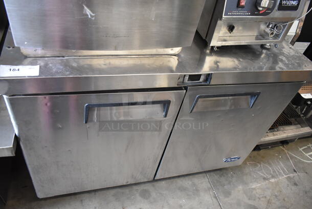 2016 Atosa MGF8402 Stainless Steel Commercial 2 Door Undercounter Cooler on Commercial Casters. 115 Volts, 1 Phase. - Item #1118945