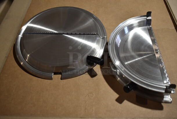 2 Stainless Steel Round Center Hinge Lids for Soup Warmer. 2 Times Your Bid!