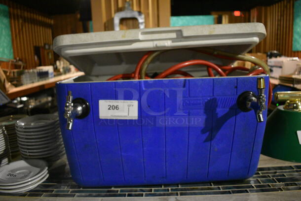 Coleman Blue and White Poly Portable Kegerator Jockey Box. 25x16x15. (bar)