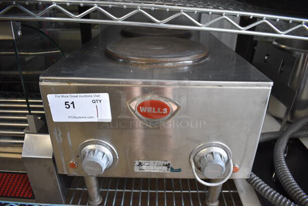 Wells Model H70 Stainless Steel Commercial Countertop Electric Powered 2 Burner Hot Plate Range. 208/240 Volts. 15x24x13