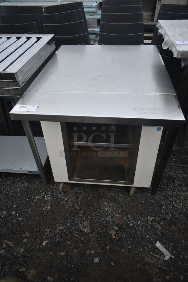 Colorpoint 28-ST Stainless Steel Portable Work Counter w/ Under Shelf on Commercial Casters.