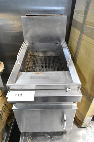 GF-16 Stainless Steel Commercial Countertop Natural Gas Powered Deep Fat Fryer. Appears to have Been Converted to LP Gas. 25,000 BTU.