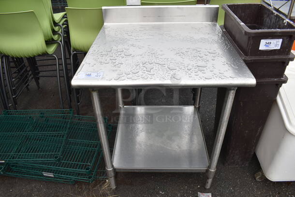 Stainless Steel Commercial Table w/ Back Splash and Under Shelf. 30x30x40