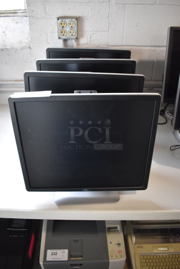 4 Dell P1914Sf 19" Computer Monitors. 100-240 Volts, 1 Phase. 4 Times Your Bid!
