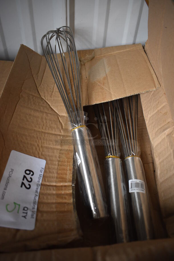 5 BRAND NEW IN BOX! Update Stainless Steel Whisks. 13.5". 5 Times Your Bid!