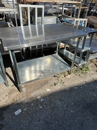 One Stainless Steel Table With Under Shelf. 48X30X36