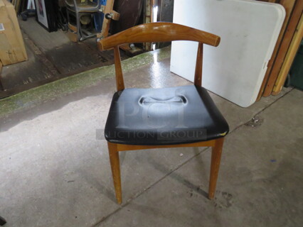 Wooden Chair With Black Cushioned Seat. 2XBID