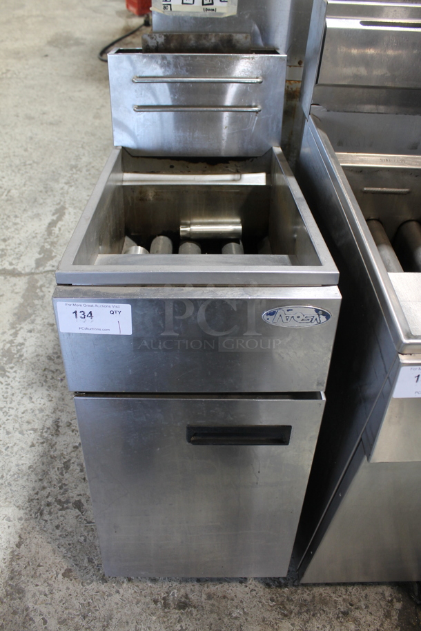 Atosa Stainless Steel Commercial Floor Style Natural Gas Powered Deep Fat Fryer.