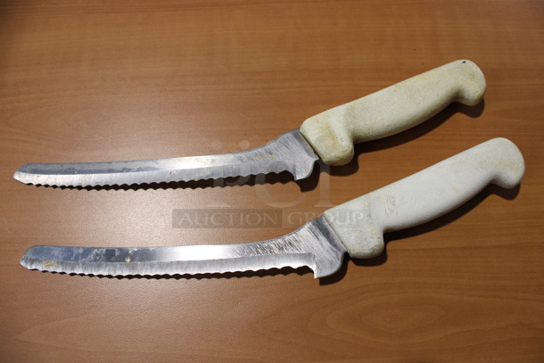 2 Sharpened Stainless Steel Serrated Knives. 13". 2 Times Your Bid!