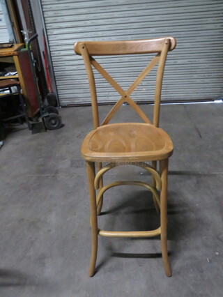 Wooden Bar Height Chair With Footrest. 2XBID