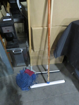 One Lot Of 2 Squeegees And 1 Mop