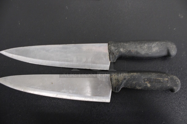 2 Sharpened Stainless Steel Chef Knives. Includes 14". 2 Times Your Bid!