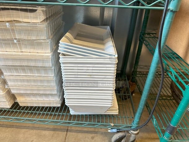 ALL ONE MONEY! Lot of 29 White Poly Long Trays