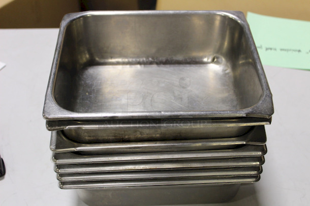 SWEET STACK! 1/2 Size Hotel Pans, 4" Deep, Stainless Steel. 7x Your Bid