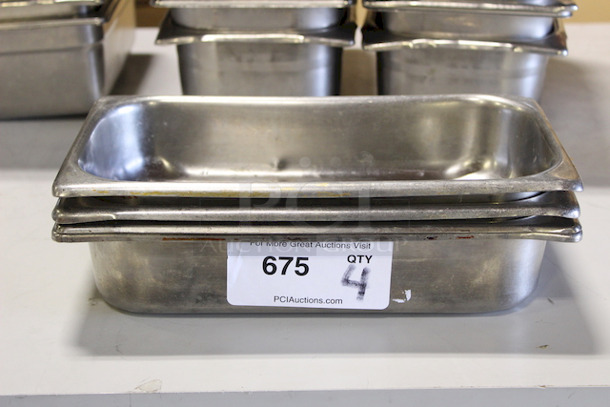 SHALLOW!!! 2" Deep 1/3 Pans, Stainless Steel 4x Your Bid