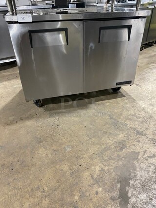 True Commercial 2 Door Lowboy/Worktop Cooler! All Stainless Steel! With Poly Coated Racks! On Casters! 115V 1 Phase! Model: TUC-48!