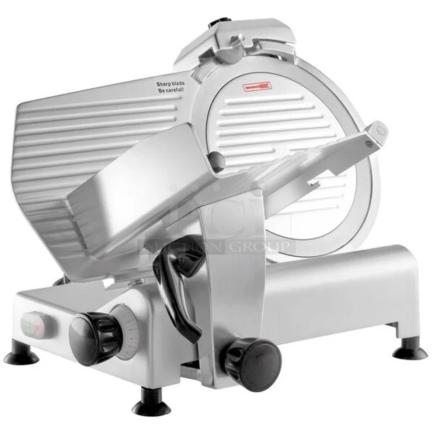 BRAND NEW SCRATCH AND DENT! 2023 Avantco  177SL312 Stainless Steel Commercial Countertop 12" Semi Automatic Meat Slicer w/ Blade Sharpener. 110-120 Volts, 1 Phase. Tested and Working!