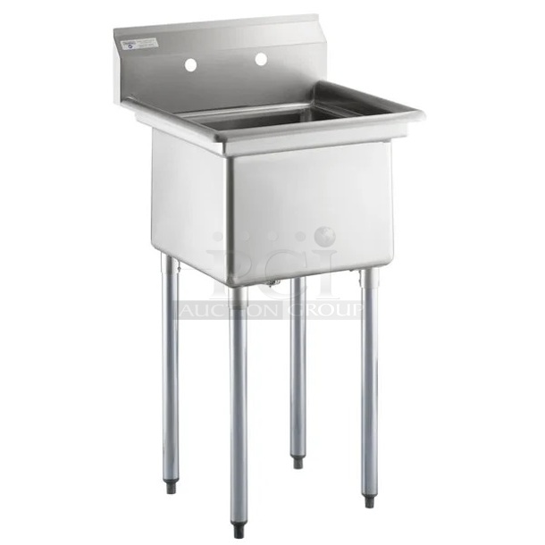 BRAND NEW SCRATCH AND DENT! Steelton 522CS11818N 23 1/2" 18-Gauge Stainless Steel One Compartment Commercial Sink without Drainboard - 18" x 18" x 12" Bowl. No Legs.