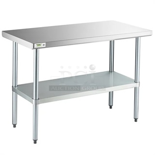 BRAND NEW SCRATCH AND DENT! Regency 600T2448G 24" x 48" 18-Gauge 304 Stainless Steel Commercial Work Table with Galvanized Legs and Undershelf. May Be Missing Pieces.  