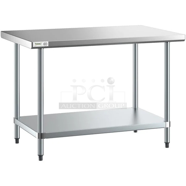 BRAND NEW SCRATCH AND DENT! Regency 600T3048G 30" x 48" 18-Gauge 304 Stainless Steel Commercial Work Table with Galvanized Legs and Undershelf