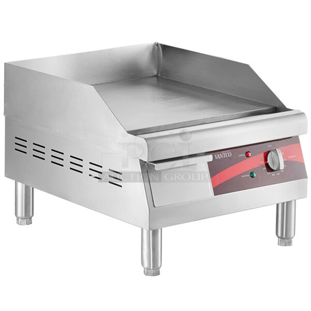 BRAND NEW SCRATCH AND DENT! Avantco 177EG16N Stainless Steel Commercial Countertop Electric Powered Flat Top Griddle. 208/240 Volts, 1 Phase. 