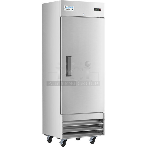 BRAND NEW SCRATCH AND DENT! 2024 Avantco 178A19FHC Stainless Steel Commercial Single Door Reach In Freezer w/ Poly Coated Racks on Commercial Casters. 115 Volts, 1 Phase. Tested and Working!