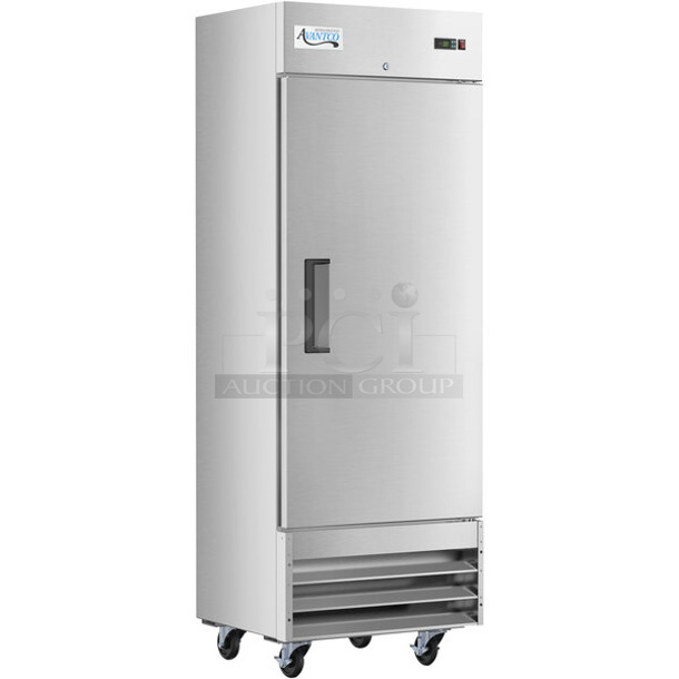 BRAND NEW SCRATCH AND DENT! 2024 Avantco 178A19FHC Stainless Steel Commercial Single Door Reach In Freezer w/ Poly Coated Racks on Commercial Casters. 115 Volts, 1 Phase. - Item #1127623