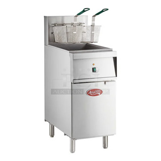 BRAND NEW SCRATCH AND DENT! 2023 Avantco 177EF40D Stainless Steel Commercial 40 lb. Electric Floor Fryer - 240 Volts, 1 Phase. 