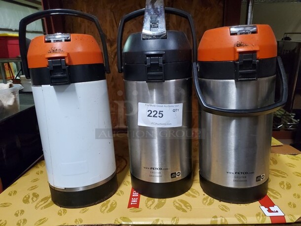ALL ONE MONEY Lot of 3 Coffee Carafe Thermos - Thermal Beverage Dispenser - Item #1125090