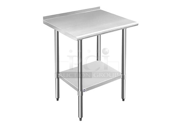 BRAND NEW SCRATCH AND DENT! Rockpoint HX2019-15 Stainless Steel Commercial Table w/ Under Shelf. Stock Picture Used as Gallery.