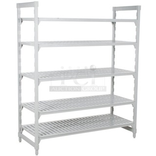 BRAND NEW SCRATCH & DENT! Cambro CPU182464V5480 Camshelving® Premium Shelving Unit with 5 Vented Shelves - 18" x 24" x 64". Some Shelves are Dented/Broken