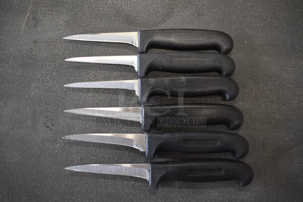6 Sharpened Stainless Steel Paring Knives. Includes 7.5". 6 Times Your Bid!