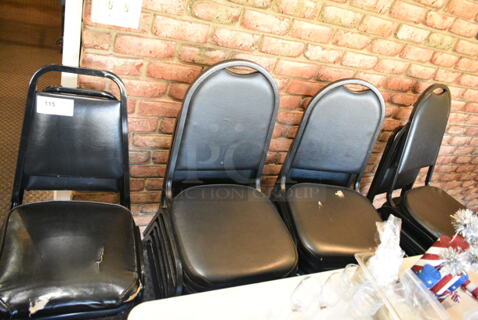 11 Black Metal Stackable Banquet Chair. 11 Times Your Bid! (booth room) 