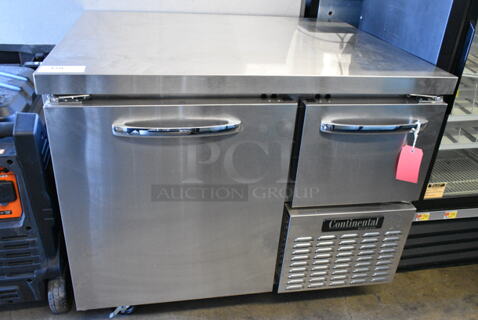 2024 Continental RA43N Stainless Steel Commercial 2 Door Undercounter Cooler on Commercial Casters. 115 Volts, 1 Phase. 