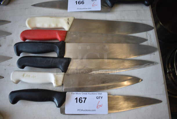 6 Various Stainless Steel Chef Knives. Includes 15". 6 Times Your Bid!